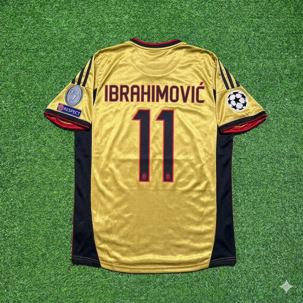 Zlatan Ibrahimović #11 AC Milan Gold Retro Football Jersey