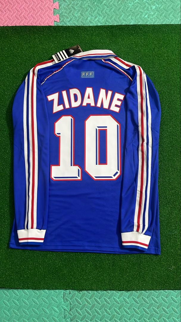 Zinedine Zidane France 1998 World Cup Retro Long Sleeve Football Jersey Kit