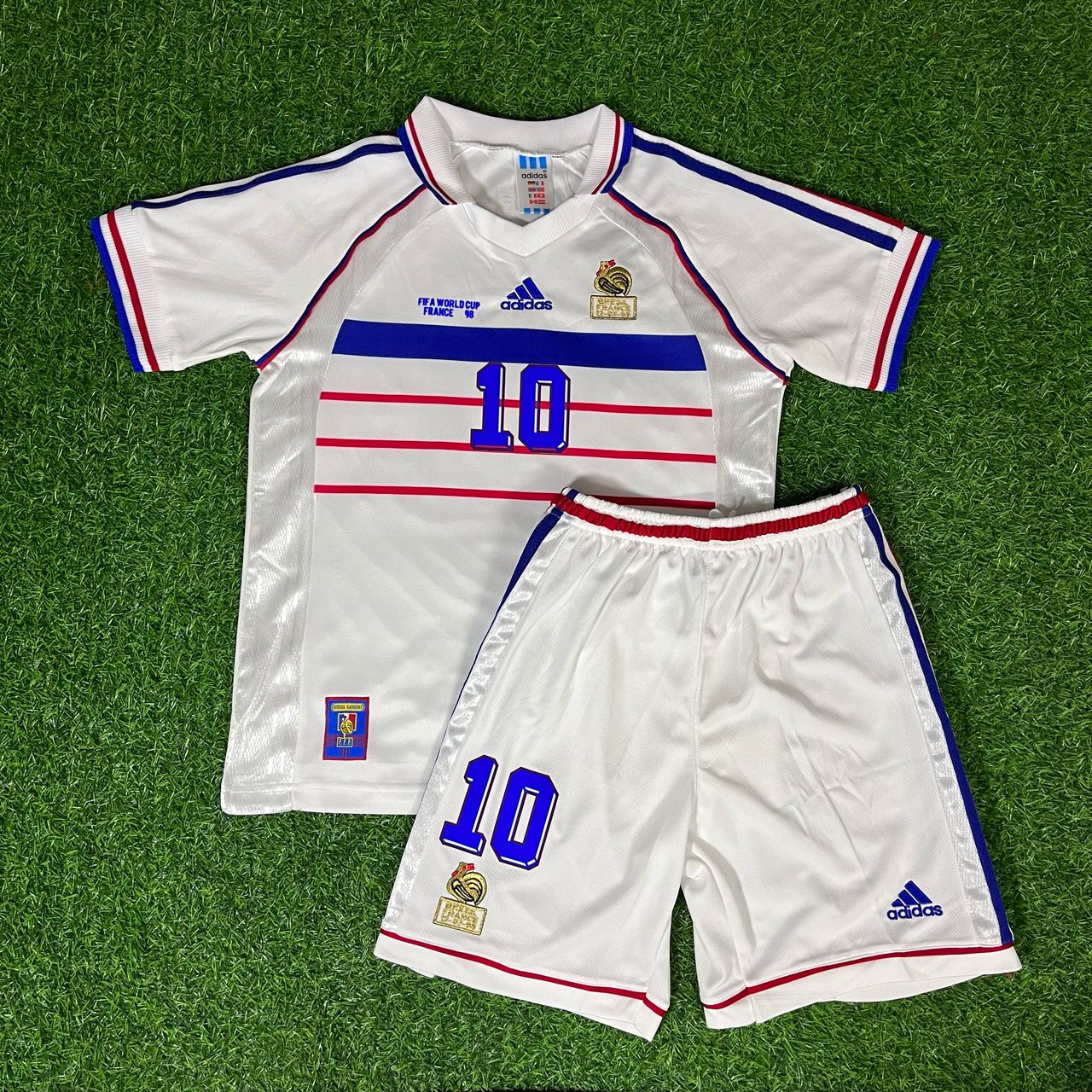 France 1998 Away Zidane Kids Kit – Kit Jersey for Children – | KinderTrikot | Maillot Enfant Personnalisable