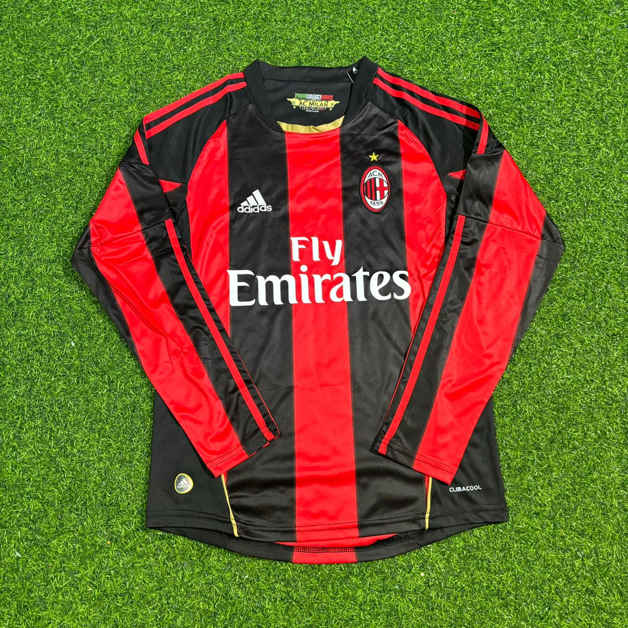 Filippo Inzaghi AC Milan 2010-2011 Home Log Sleeve Retro Football Jersey Kit