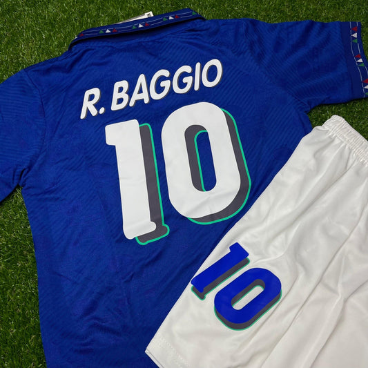 Roberto Baggio Italy 1994 World Cup Kids Kit Retro Jersey Maillot Trikot Maglia