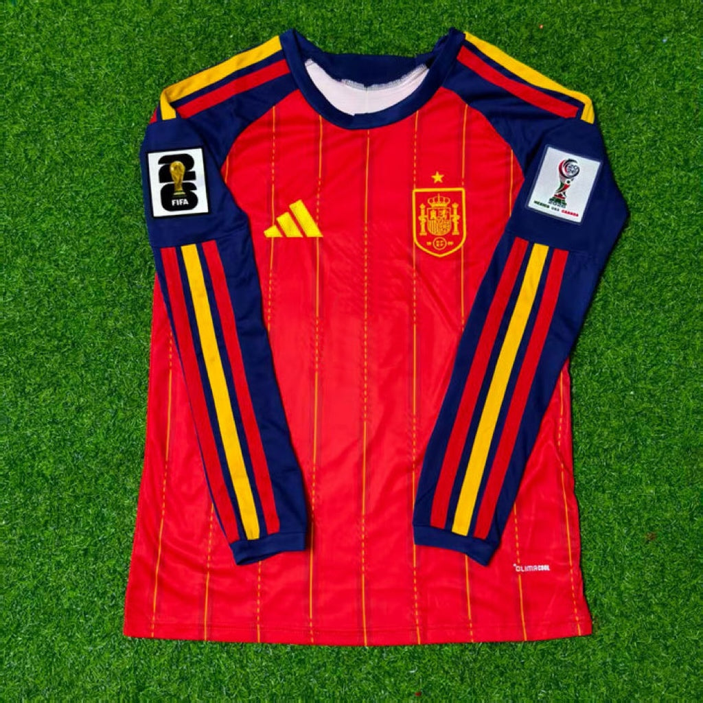 Spain World Cup 2026 Rodri #16 Home Long Sleeve Football Jersey