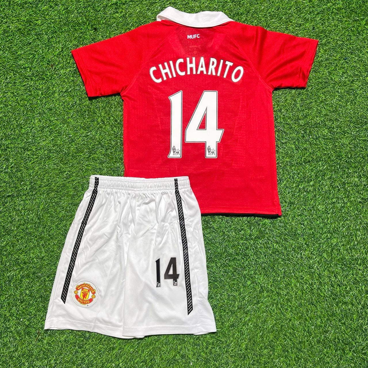 Javier Hernández Chicharito Manchester United 2010/2011 Retro Kids Home Football Jersey Kit