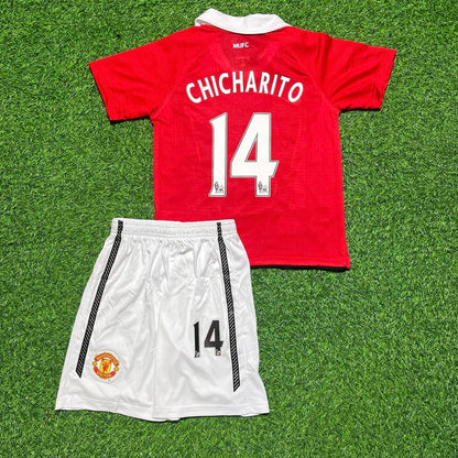 Javier Hernández Chicharito Manchester United 2010/2011 Retro Kids Home Football Jersey Kit