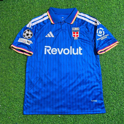Jesús Rodríguez #17 Como 2027 Home Blue Champions League Patch Football Jersey