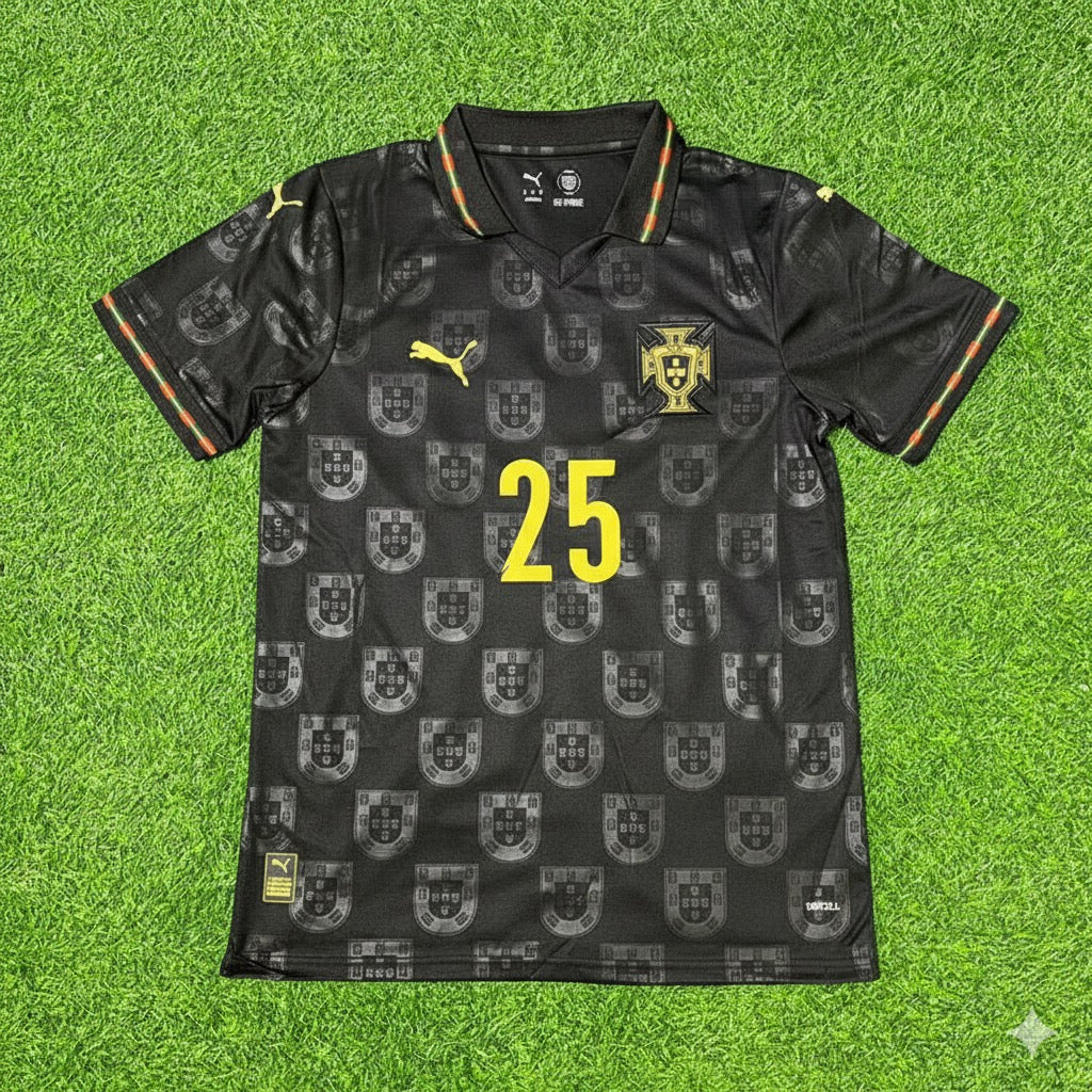 Nuno Mendes Portugal 2025/26 Black Football Jersey Kit