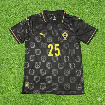 Nuno Mendes Portugal 2025/26 Black Football Jersey Kit