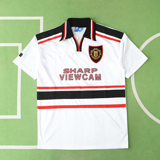 F.C Manchester United 1998 Season Away White Retro Jersey Trikot Soccer Kit