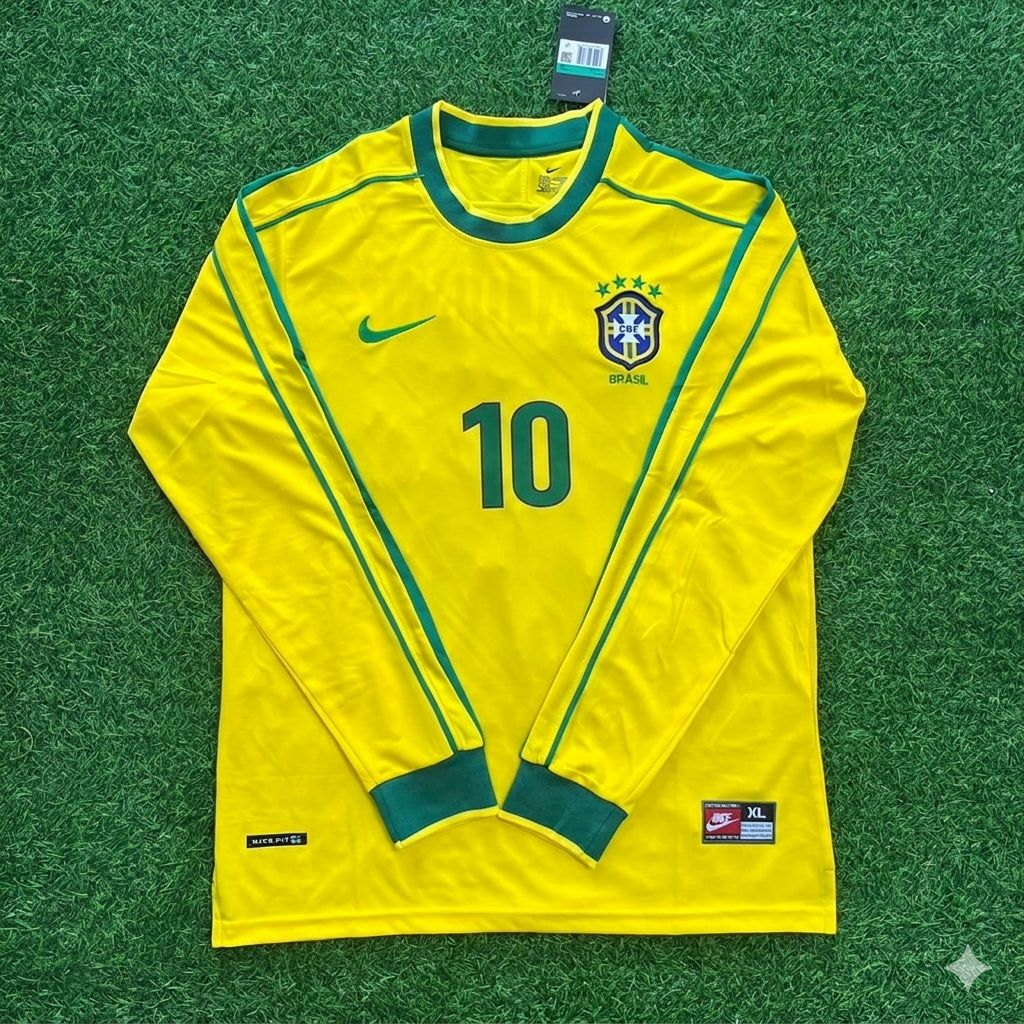 Brazil Neymar Jr. #10 - Long Sleeve Retro Football Kit Football Jersey