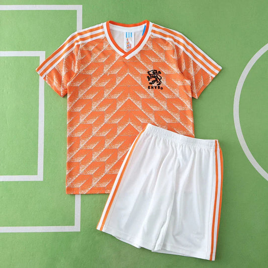 Netherlands 1988 Home Retro Kids Kit Jersey KinderTrikot Maillot Enfant