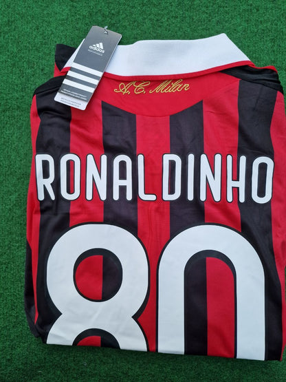 Ronaldinho Milan 2009 2011 Retro Long Sleeve Football Jersey Kit