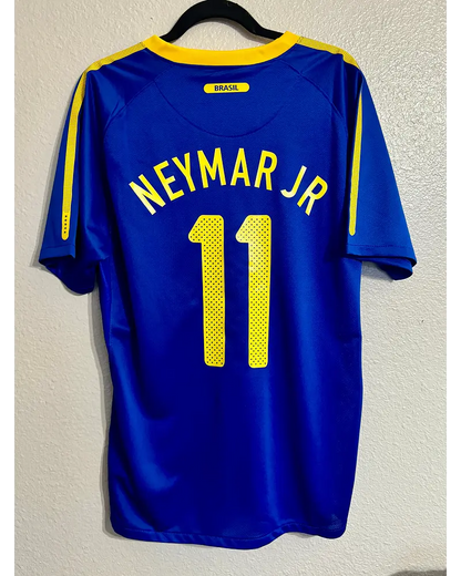 Brazil World Cup 2010 Neymar JR Retro Blue Jersey Trikot