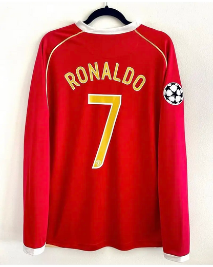 Cristiano Ronaldo #7 Manchester United 2006 2007 Red Golden Football Jersey