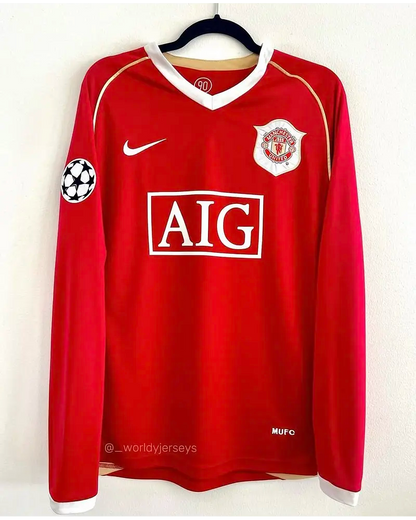 Cristiano Ronaldo #7 Manchester United 2006 2007 Red Golden Football Jersey