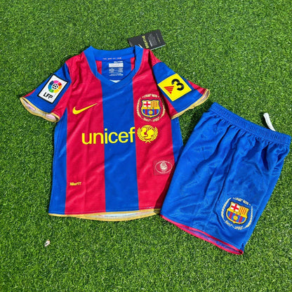 Xavi 6- Barcelona 2007/2008 Retro Kids Football Jersey Kit