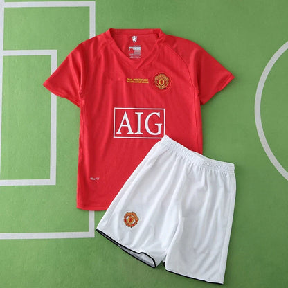 Manchester United 2007/08 Home Retro Kids Football Jersey Kit