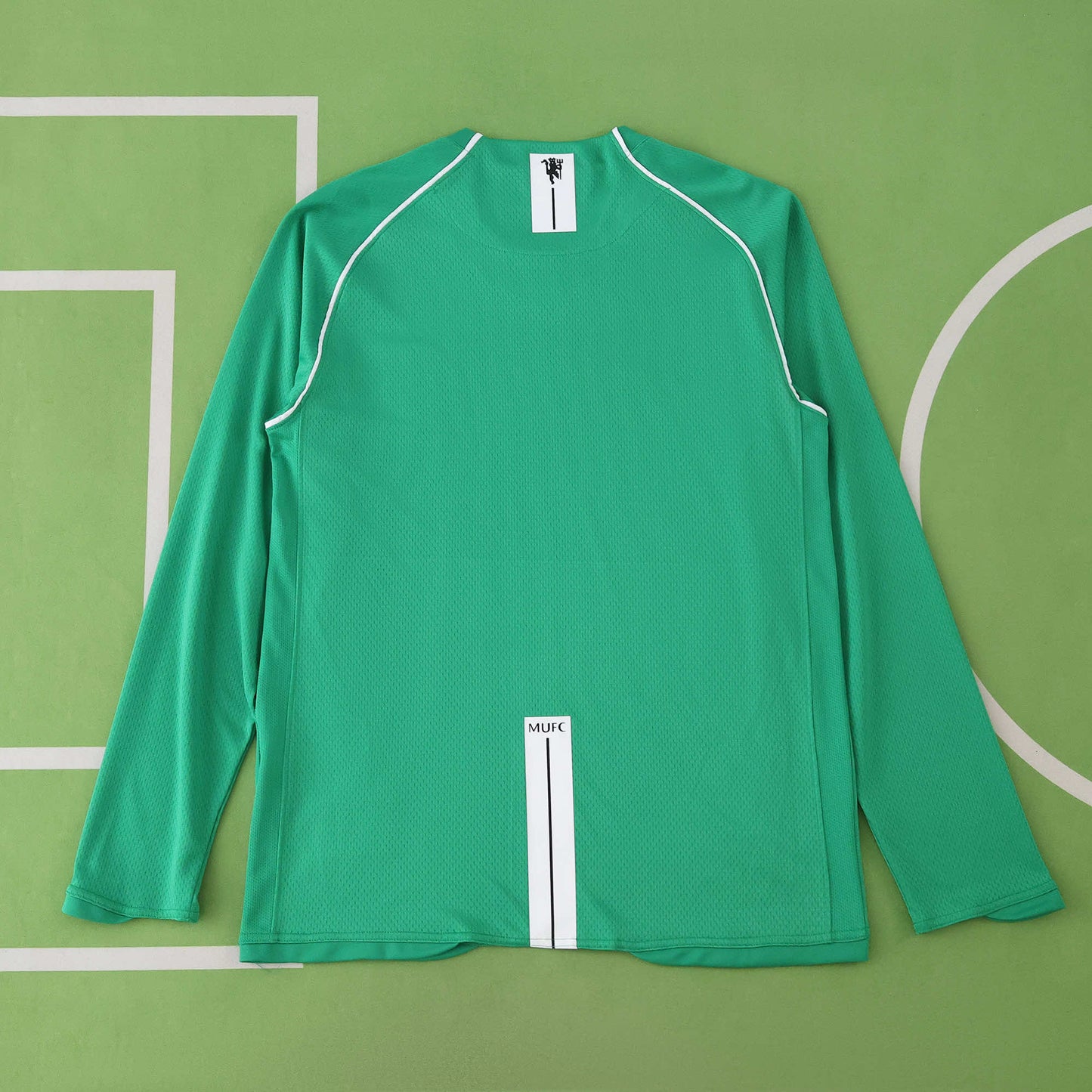 der Edwin van Saar Manchester United Goalkeeper Green Retro Long Sleeve Jersey Soccer Kit