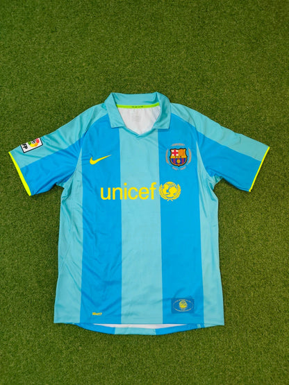 Samuel Eto'o Barcelona 2008 Away Blue Retro Football Jersey Kit