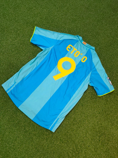 Samuel Eto'o Barcelona 2008 Away Blue Retro Football Jersey Kit