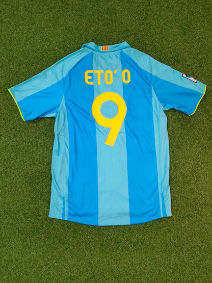 Samuel Eto'o Barcelona 2008 Away Blue Retro Football Jersey Kit