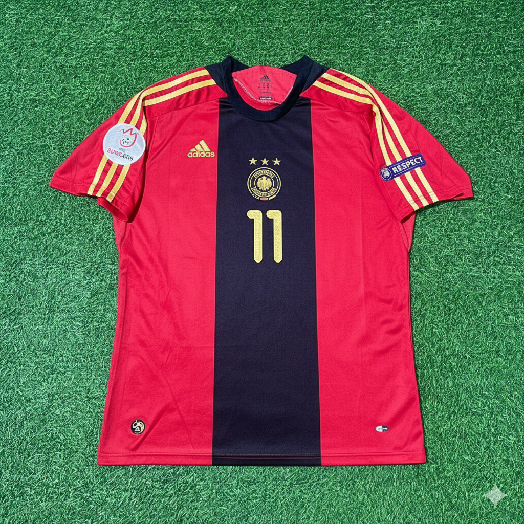 Germany EURO 2008 Miroslav Klose Away Red Retro Football Jersey Kit