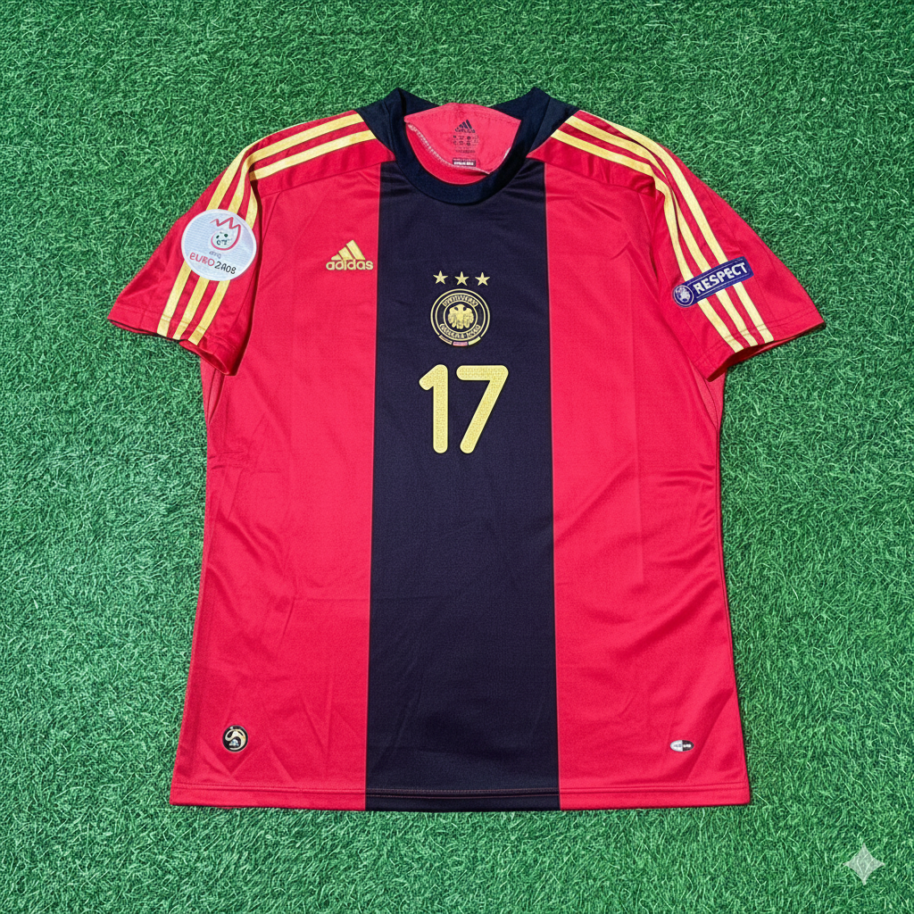 Germany EURO 2008 Per Mertesacker Away Red Retro Football Jersey Kit