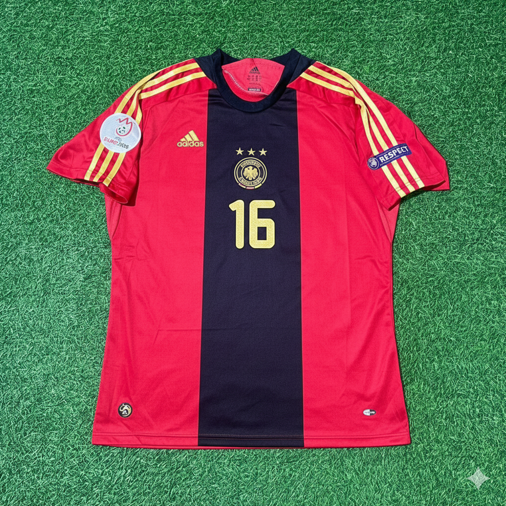 Germany EURO 2008 Philipp Lahm Away Red Retro Football Jersey Kit