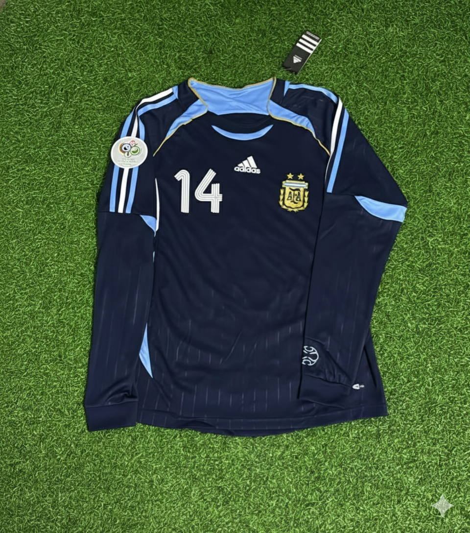 Argentina World Cup 2006 Javier Mascherano Long Sleeve Retro Football Jersey Kit