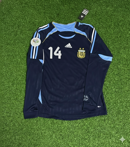 Argentina World Cup 2006 Javier Mascherano Long Sleeve Retro Football Jersey Kit
