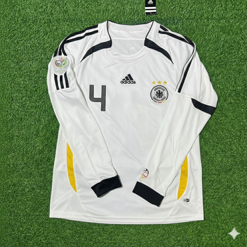 Guido Buchwald Germany World Cup Long Sleeve White Retro Football Jersey Kit