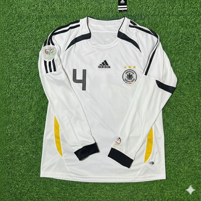 Guido Buchwald Germany World Cup Long Sleeve White Retro Football Jersey Kit