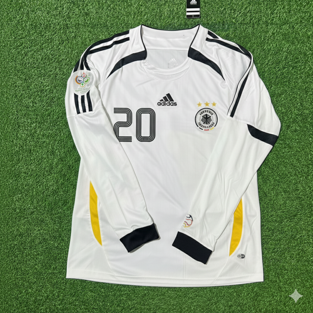 Germany World Cup 2006 Lukas Podolski Long Sleeve White Football Jersey