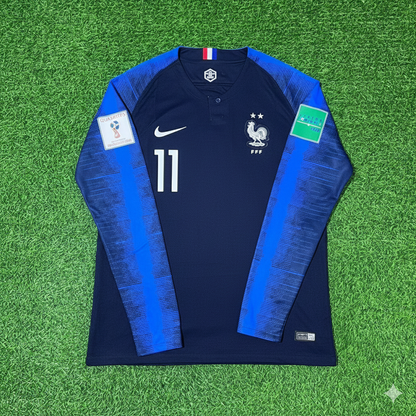 France World Cup 2018 Ousmane Dembele Final Long Sleeve Retro Football Jersey Kit