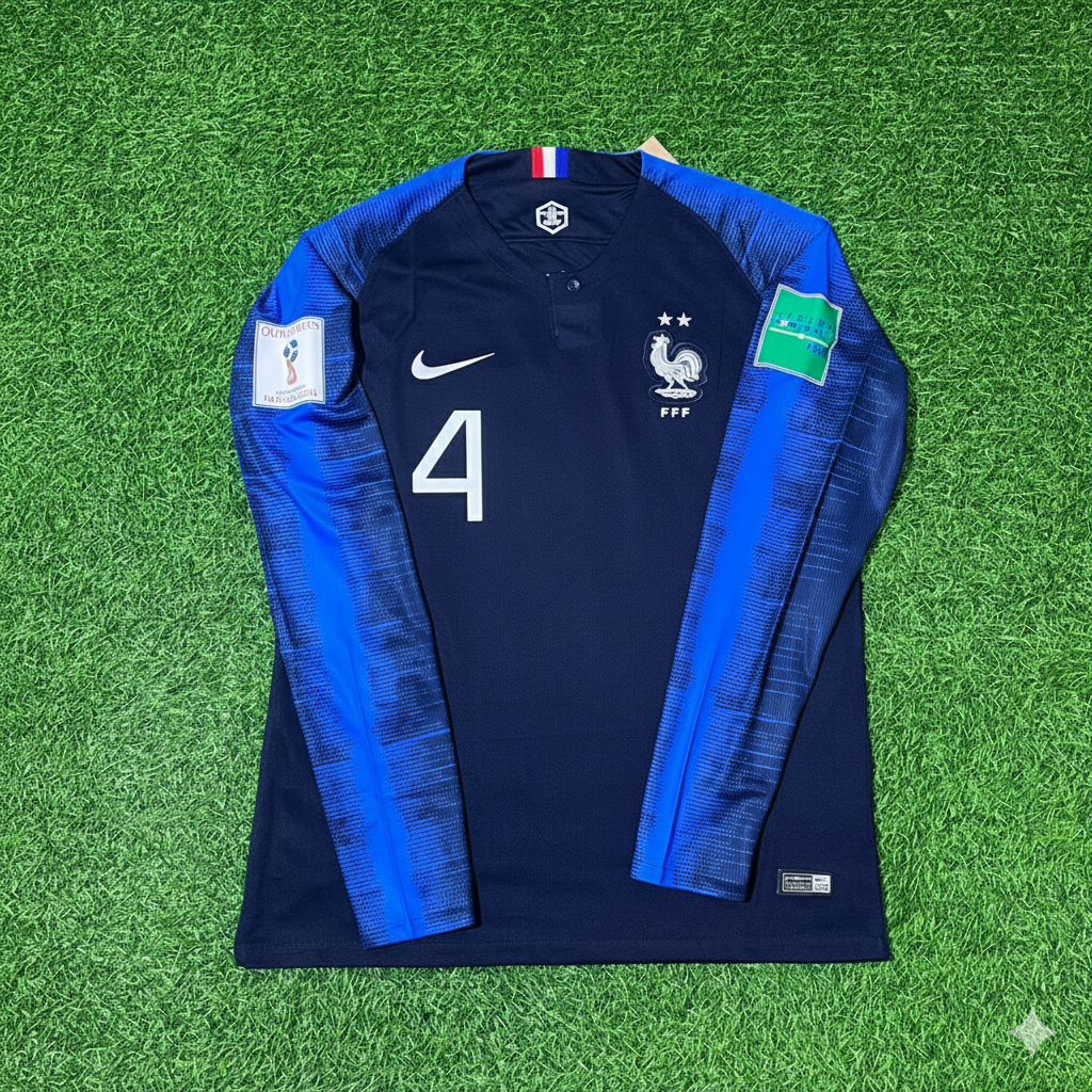 France World Cup 2018 Raphael Varane Final Long Sleeve Retro Football Jersey Kit