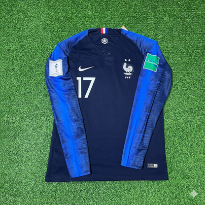 France World Cup 2018 Tanguy Ndombele Final Long Sleeve Retro Football Jersey Kit