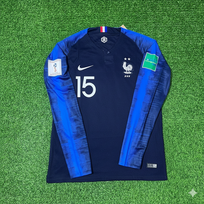 France World Cup 2018 Steven Nzonzi Final Long Sleeve Retro Football Jersey Kit