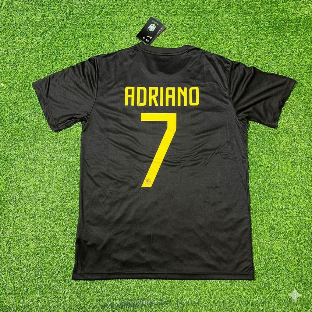 Brazil Adriano Black Retro Football Jersey Kit