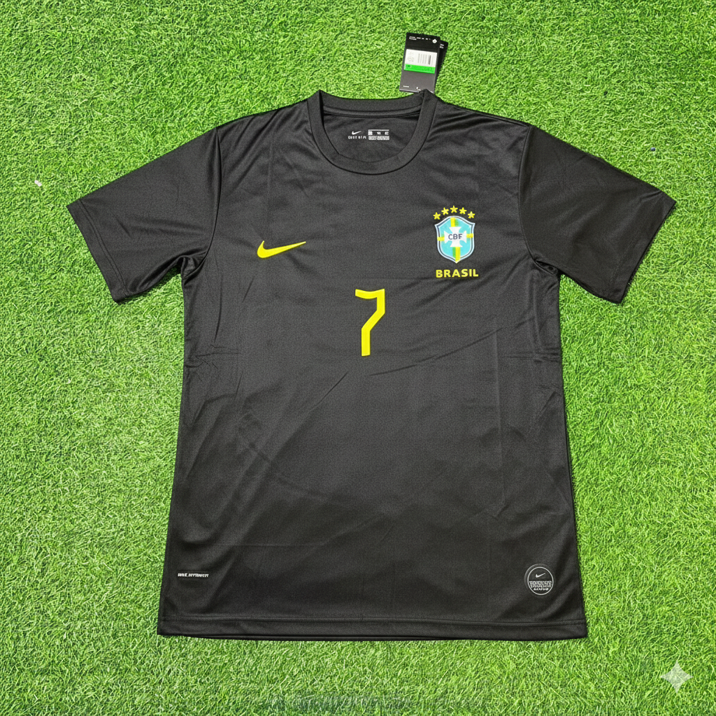 Brazil Adriano Black Retro Football Jersey Kit