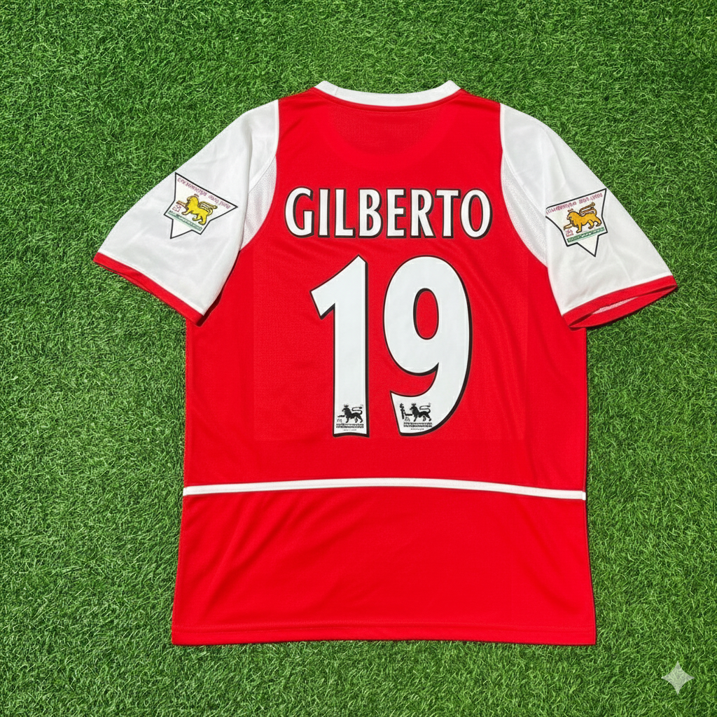 Gilberto Silva 19 Arsenal 2002/03 EPL Patch Home Retro Football Jersey Collection