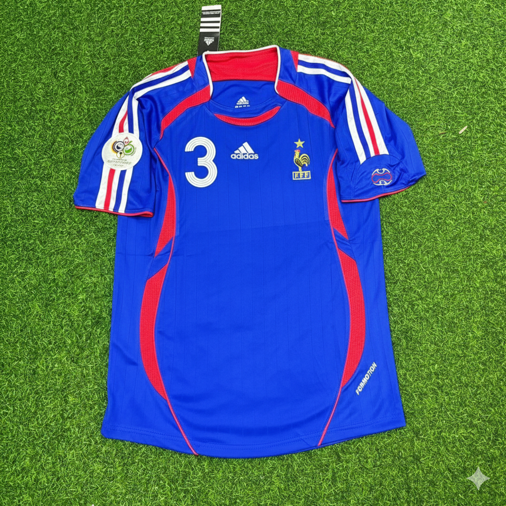 France World Cup 2006 Eric Abidal Blue Retro Kit