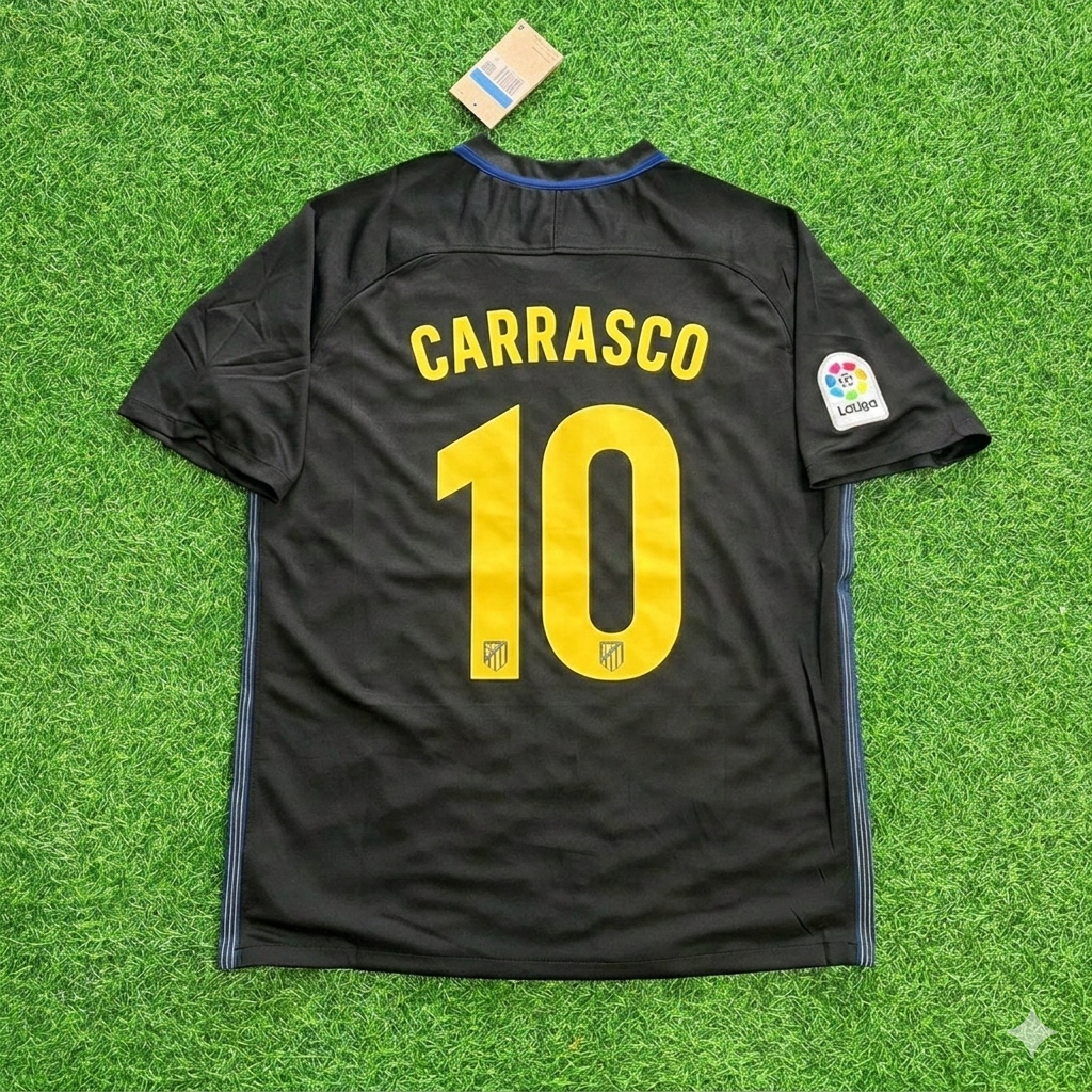 Yannick Carrasco 10 Atletico Madrid 2016/17 Black Away Retro Football Jersey Kit