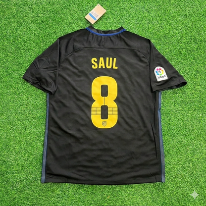 Saul Niguez 8 Atletico Madrid 2016/17 Black Away Retro Football Jersey Kit