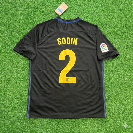 Diego Godin 2 Atletico Madrid 2016/17 Black Away Retro Football Jersey Kit