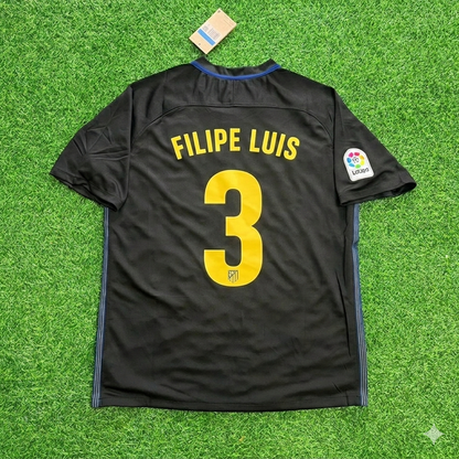 Filipe Luis 3 Atletico Madrid 2016/17 Black Away Retro Football Jersey Kit