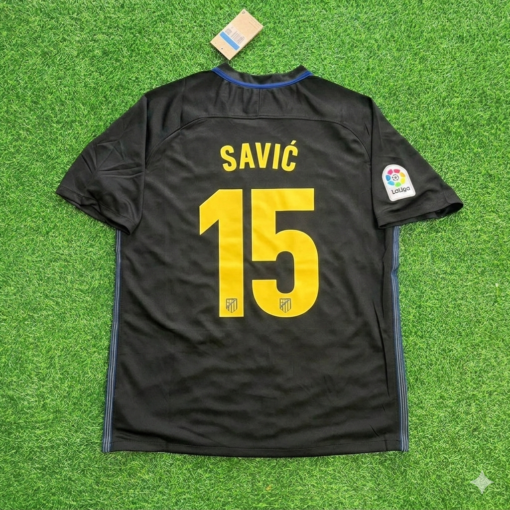 Stefan Savic 15 Atletico Madrid 2016/17 Black Away Retro Football Jersey Kit