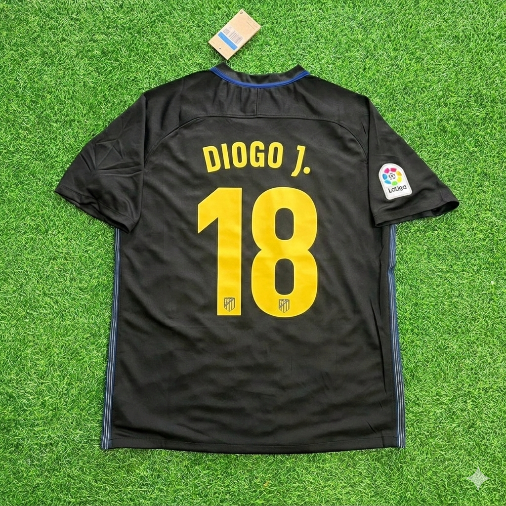 Diogo Jota 18 Atletico Madrid 2016/17 Black Away Retro Football Jersey Kit