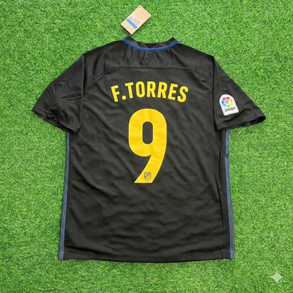 Fernando Torres 9 Atletico Madrid 2016/17 Black Away Retro Football Jersey Kit