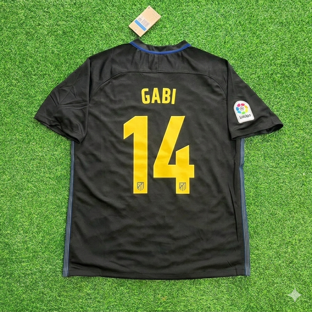 Gabi 14 Atletico Madrid 2016/17 Black Away Retro Football Jersey Kit