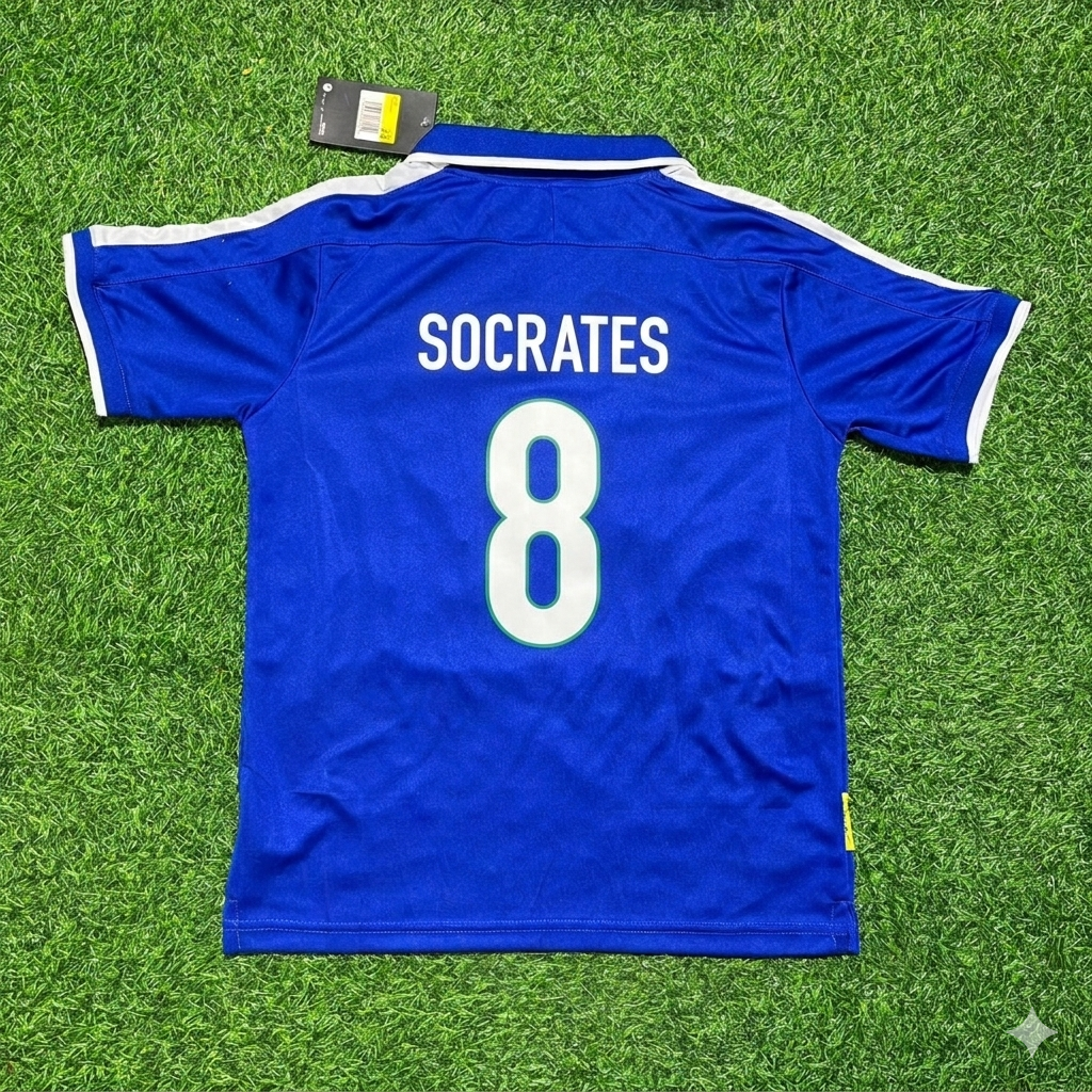 Socrates Brazil Blue Retro Football Jersey Kit