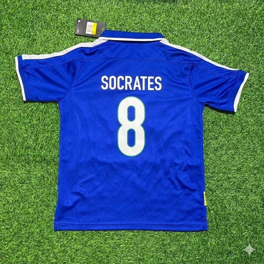 Socrates Brazil Blue Retro Football Jersey Kit